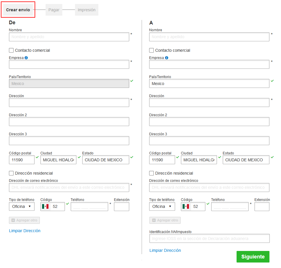 costo de envio por dhl